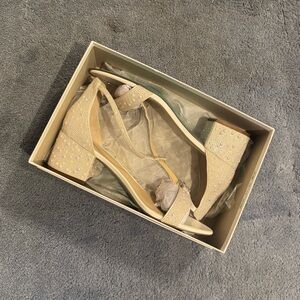 White Pearled Block Heels